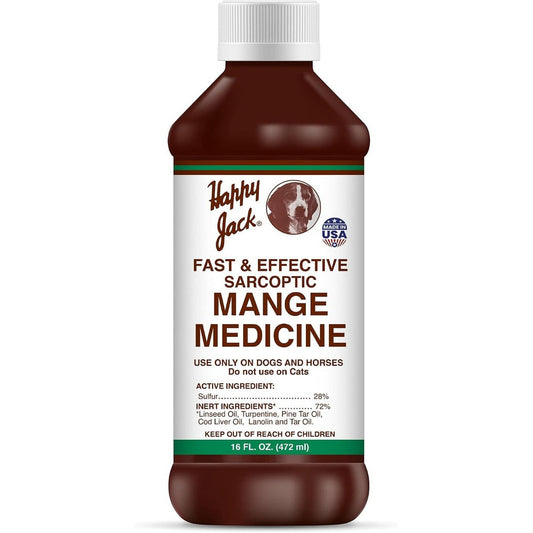 Happy Jack Sarcoptic Mange Medicine And Skin Treatment For Dogs And Horses Relieves Itching From Allergies And Eczema 16 Ounce