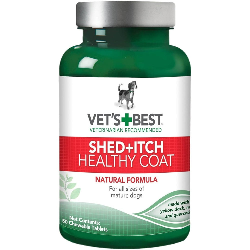 Vet's Best Healthy Coat Shed And Itch Relief Dog Supplements For Seasonal Allergies And Dermatitis Premium Skin Care 50 Chewable Tablets