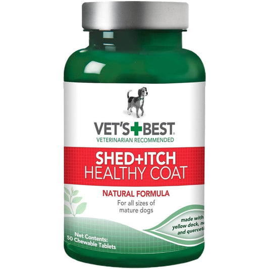 Vet's Best Healthy Coat Shed And Itch Relief Dog Supplements For Seasonal Allergies And Dermatitis Premium Skin Care 50 Chewable Tablets