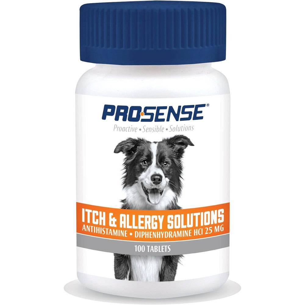 Pro-Sense Itch And Allergy Solutions For Dogs Antihistamine Tablets For Relief From Itching Sneezing And Watery Eyes 100 Count