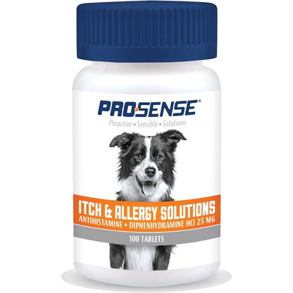 Pro-Sense Itch And Allergy Solutions For Dogs Antihistamine Tablets For Relief From Itching Sneezing And Watery Eyes 100 Count