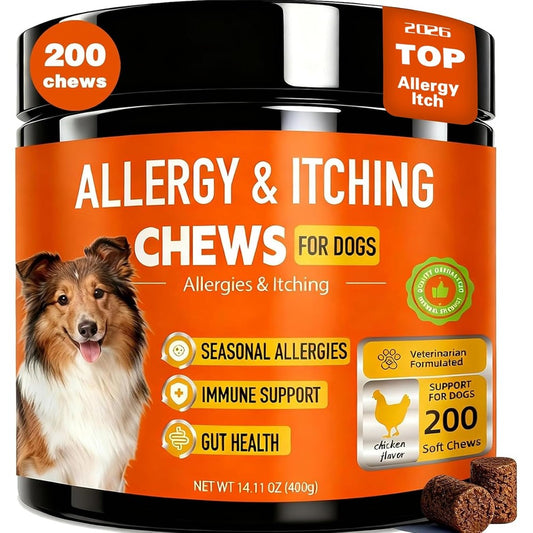MICHIDOG Allergy And Itch Relief Chews For Dogs With Probiotics And Colostrum Chicken Flavor 200 Count