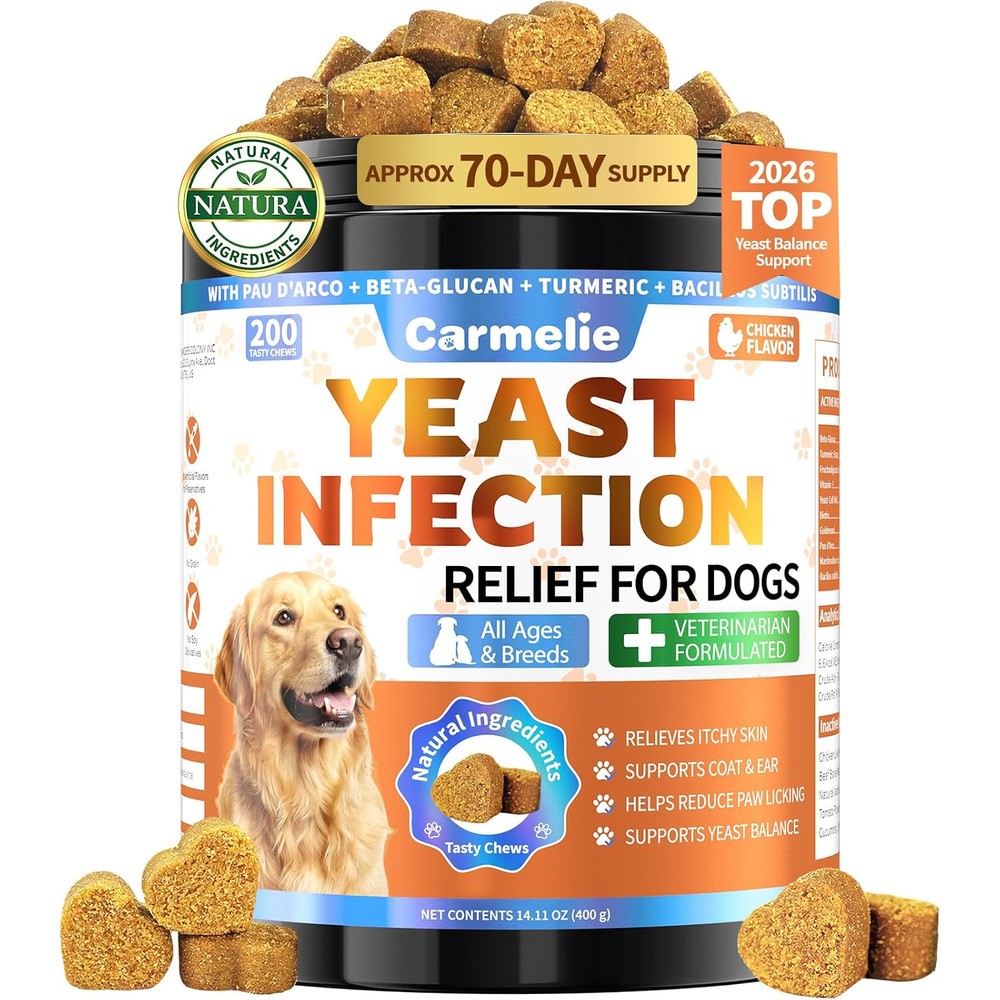 Anogol Carmelie Yeast Infection Treatment For Dogs Healthy Itch Relief Chicken Flavor Soft Chews 200 Count