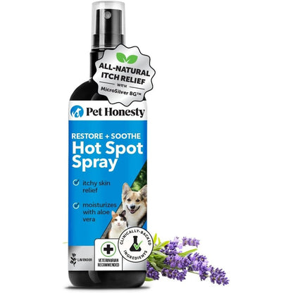 Pet Honesty Restore And Soothe Hot Spot Spray For Dogs And Cats Gentle Sensitive Skin Itch Relief Spray Lavender Scented Four Ounce