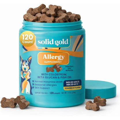 Solid Gold Dog Allergy Relief Chews Pet Pal-Lergy Pro Itching Skin Support With Wild Alaskan Salmon Oil Bacon Flavor Soft Chews 120 Count