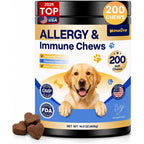 Wonmore Dog Allergy Chews With Probiotics And Colostrum For Itchy Skin And Paw Licking Relief Chicken Flavor Soft Chews 200 Count