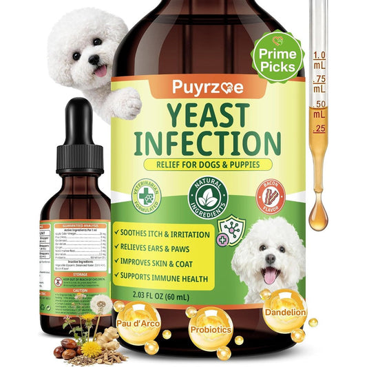 Puyrzoe Natural Yeast Infection Treatment For Dogs For Itchy Ears Skin Paws And Allergy Relief Sixty Milliliters