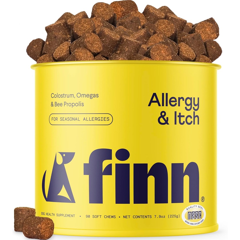 Finn Allergy And Itch Soft Chews For Dogs Daily Support For Itchy Skin Immune Health And Seasonal Allergies With Colostrum And Bee Propolis 90 Count