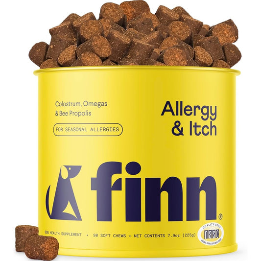 Finn Allergy And Itch Soft Chews For Dogs Daily Support For Itchy Skin Immune Health And Seasonal Allergies With Colostrum And Bee Propolis 90 Count