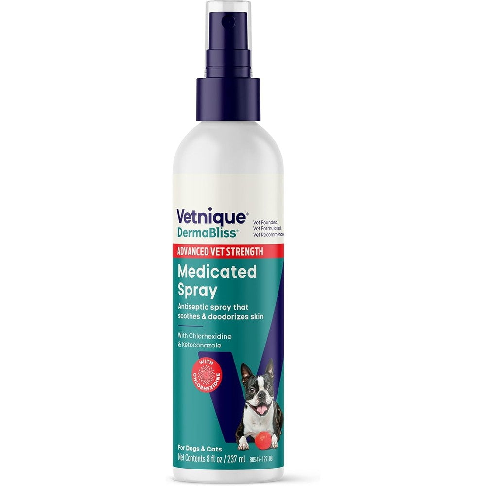Vetnique Dermabliss Advanced Vet Strength Medicated Chlorhexidine And Ketoconazole Antiseptic Spray For Dogs And Cats Anti Itch Relief 8 Fluid Ounces