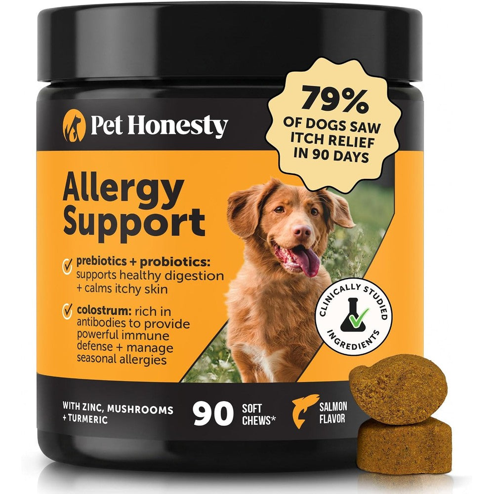 Pet Honesty Dog Allergy Relief Immunity Chews For Paw Licking Itching And Seasonal Allergies Salmon Flavor Anti Itch Supplement 90 Count