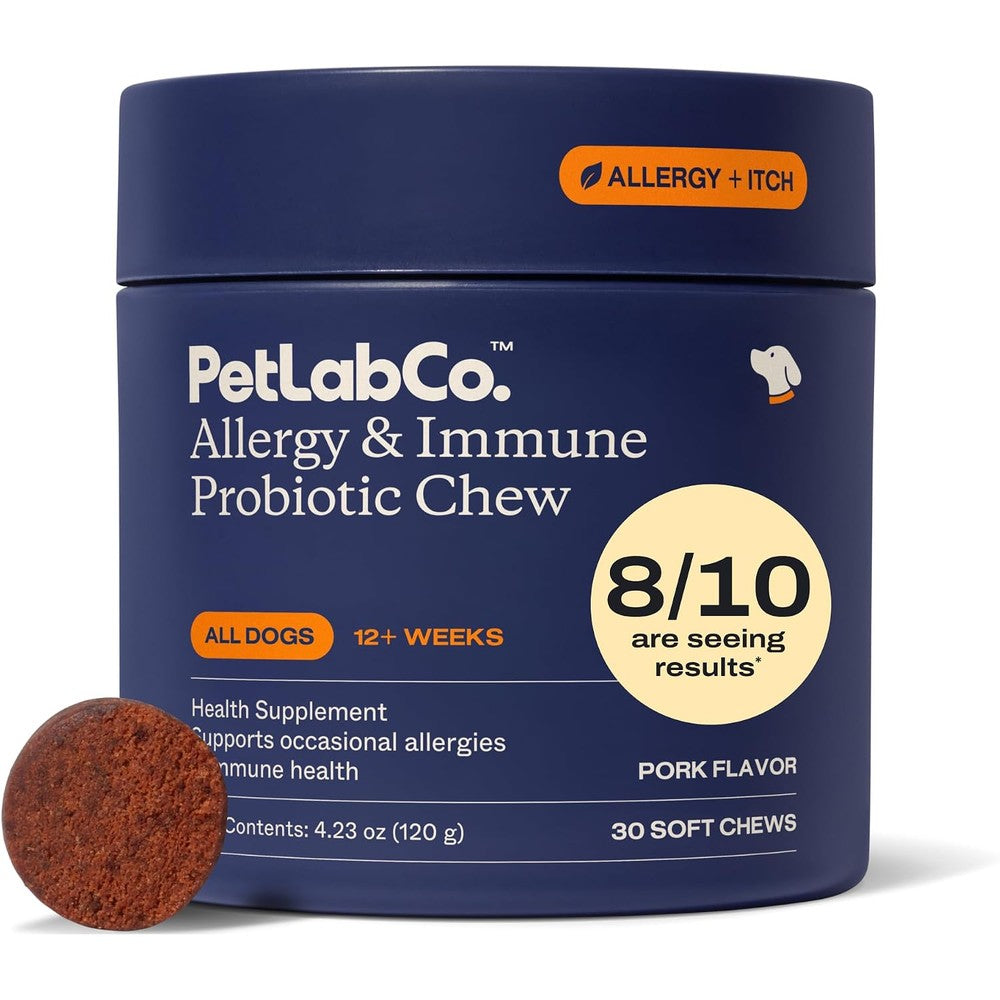 PetLab Co. Allergy And Immune Probiotics For Dogs Support Seasonal Allergies Gut And Digestive Health Pork Flavor 30 Soft Chews