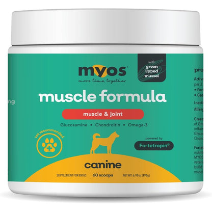 MYOS Canine Muscle Formula Muscle And Joint Support Supplement For Dogs Powered By Fortetropin And Green Lipped Mussel Powder 198 Grams