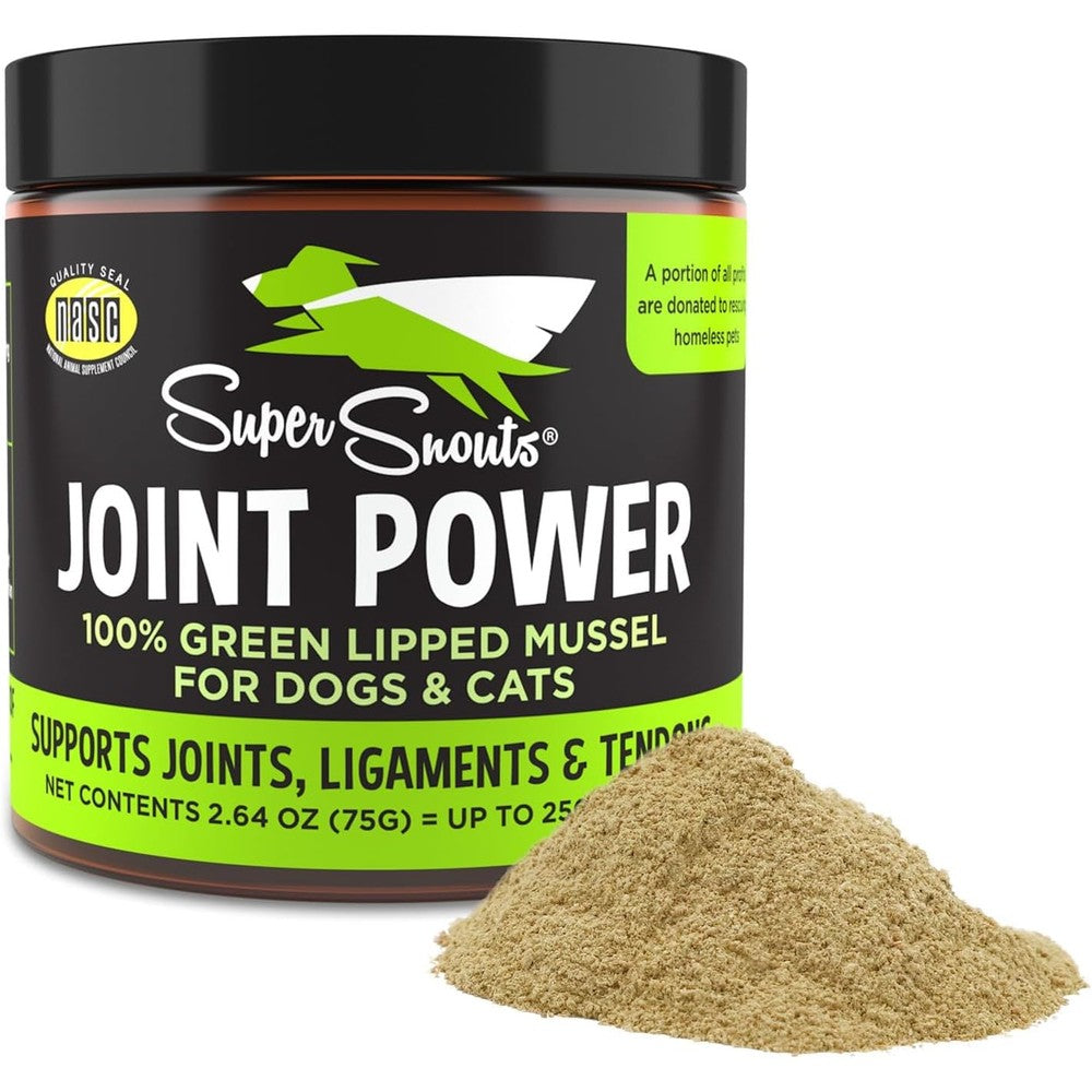 Super Snouts Joint Power 100 Percent Green Lipped Mussels Powder Supplement For Dogs And Cats Joint And Mobility Care Three Ounce