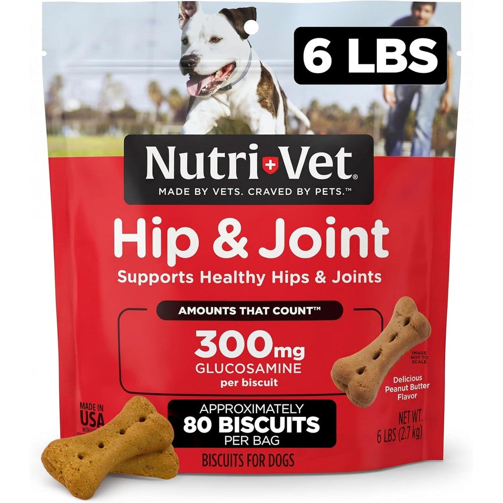 Nutri-Vet hip and joint dog biscuits front view of 6 pound bag