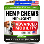 StrellaLab Hemp Chews For Dogs Hip And Joint Supplement With Glucosamine Chondroitin MSM Omega Three Chicken Flavor 120 Count
