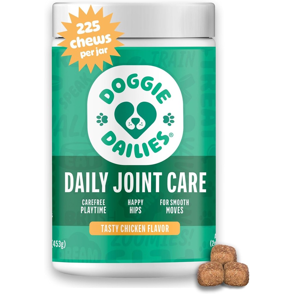 Doggie Dailies Hip And Joint Supplement For Dogs Glucosamine Chondroitin Premium Soft Chews Chicken Flavor 225 Count
