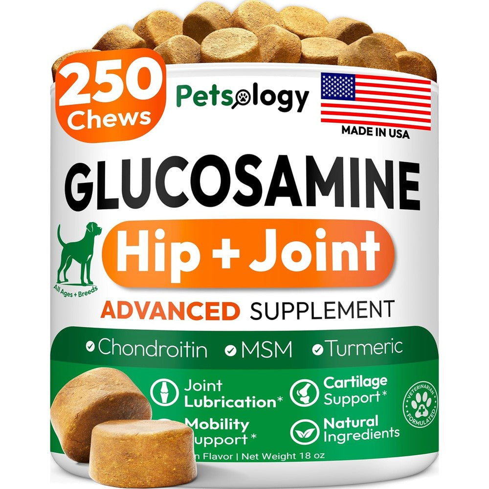Yuma'S Petsology Glucosamine For Dogs 250 Chews With Chondroitin MSM And Turmeric Hip And Joint Supplement For Large Medium And Small Breeds