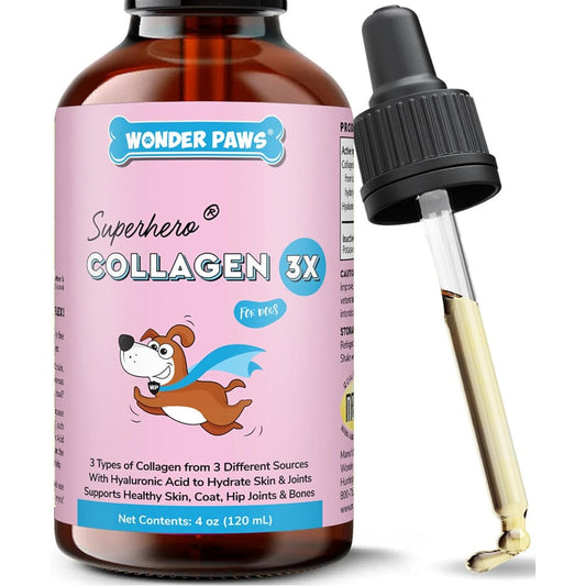 Wonder Paws Premium Collagen for Dogs Liquid Support Supplement with Hyaluronic Acid and Types I II and III Collagen Four Ounce