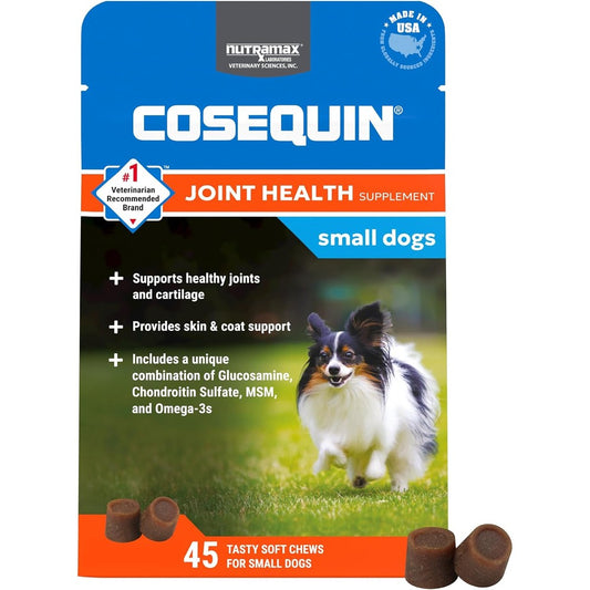 Nutramax Laboratories Cosequin Joint Health Supplement For Small Dogs Soft Chews With Glucosamine Chondroitin MSM Omega Three Forty Five Count