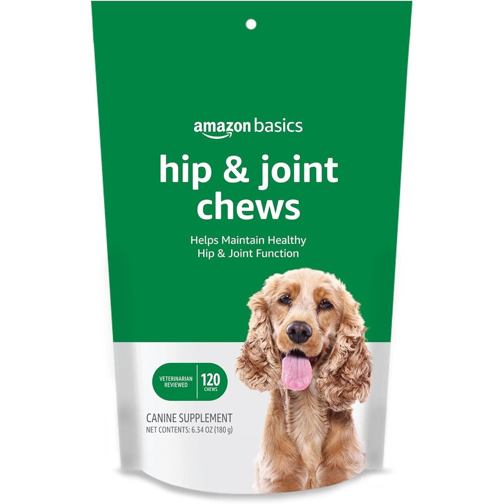 Amazon Basics Dog Hip And Joint Daily Supplement Chews With Glucosamine MSM And Vitamin C Duck Flavored 120 Count
