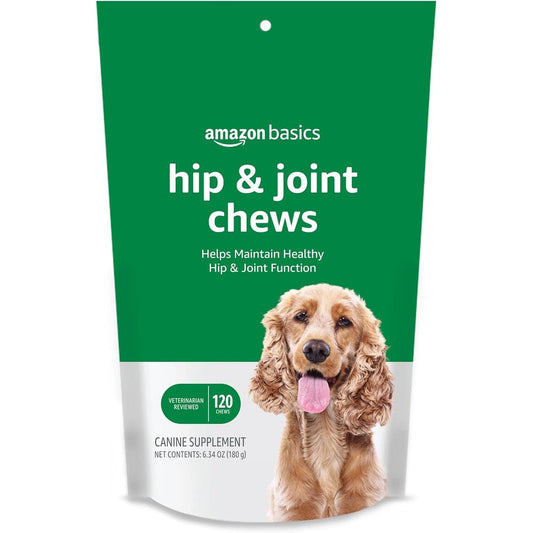 Amazon Basics Dog Hip And Joint Daily Supplement Chews With Glucosamine MSM And Vitamin C Duck Flavored 120 Count