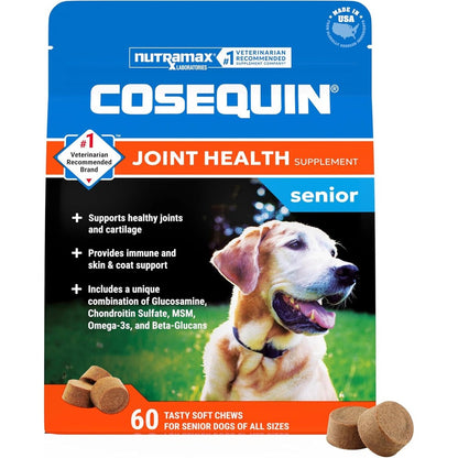 Nutramax Laboratories Cosequin Senior Dogs Joint Health Supplement With Glucosamine Chondroitin And Omega 3 Soft Chews 60 Count