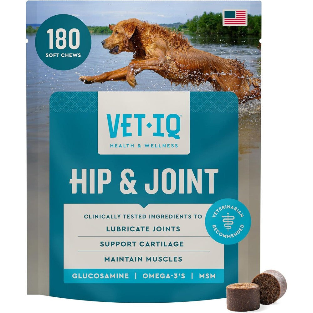 VetIQ Maximum Strength Glucosamine Hip And Joint Supplement For Large And Small Breed Dogs Chicken Flavored Soft Chews 180 Count