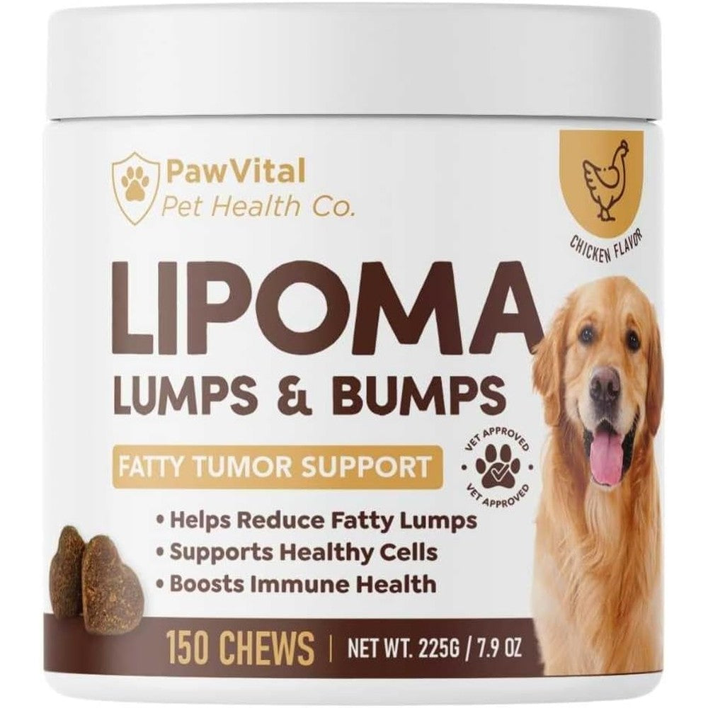 PawVital Lipoma Treatment For Dogs Lumps And Bumps Support Turkey Tail Mushroom Chews Chicken Flavor 150 Soft Chews