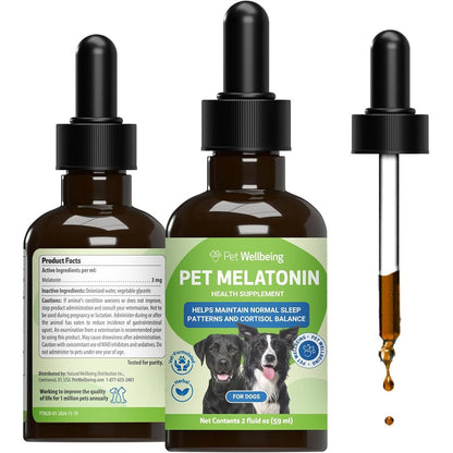 Pet Wellbeing Pet Melatonin for Dogs Veterinarian Formulated Liquid Supplement for Cortisol Balance Adrenal Health and Sleep Support 2 Fluid Ounce