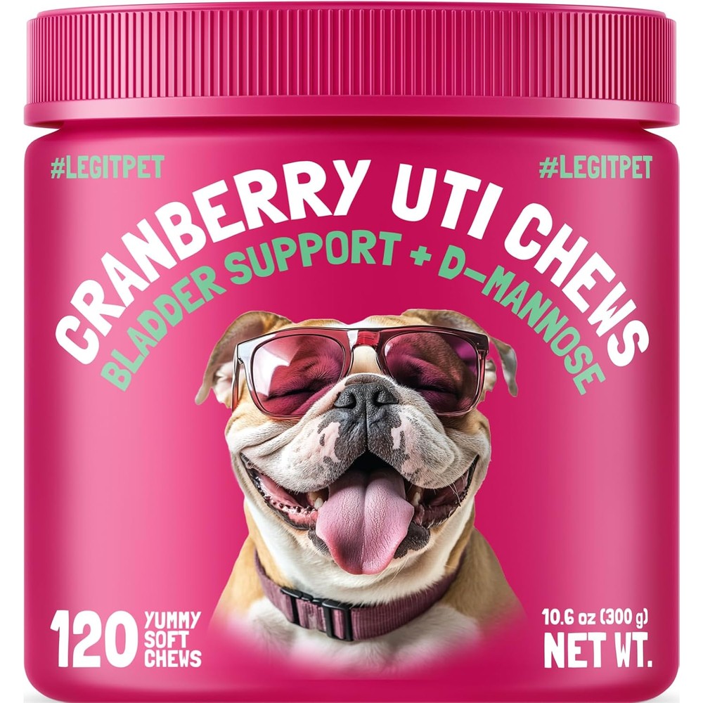 LEGITPET Cranberry UTI Chews For Dogs Bladder Support And D-Mannose For Kidney Urinary Tract Health Chicken Flavor 120 Soft Chews
