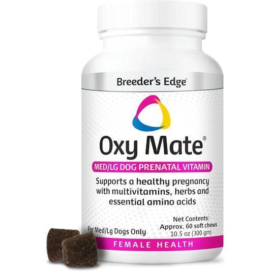 Revival Animal Health Breeders Edge Oxy Mate Dog Prenatal Vitamins Supplement For Pregnant Dogs And Cats Medium And Large Dog Sixty Count Soft Chews