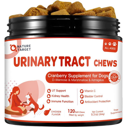 Legitpet Nature Target Dog UTI Treatment Cranberry Supplement For Urinary Tract And Bladder Support Chicken Flavor 120 Soft Chews