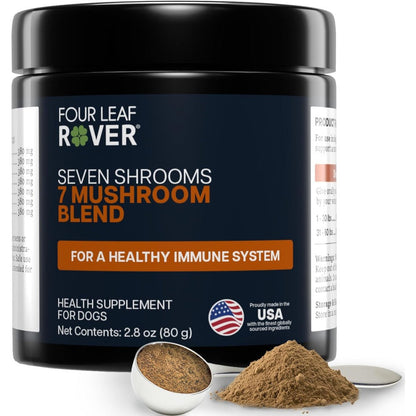 Four Leaf Rover Seven Shrooms Organic Mushroom Supplement For Dogs Veterinarian Formulated Whole Mushroom Extract Powder 80 Grams