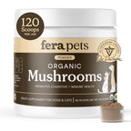 Fera Pets Organic Mushroom Supplement Powder For Dogs And Cats With Turkey Tail For Immune And Cognitive Support One Hundred And Twenty Scoops