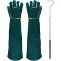 Surfante Animal Handling Gloves Bite Proof With 40 Inch Collapsible Snake Hook For Reptile Dog Cat And Falcon Handling