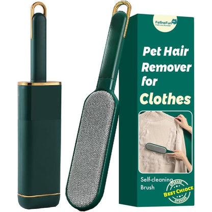 FelineFun Pet Hair Remover For Clothes, Reusable Lint Brush With Self-Cleaning Base For Dog And Cat Hair On Clothing, Bedding, Couch And Furniture