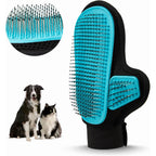 Beenefits Pet Grooming Glove With Tipped Pin Brush For Sensitive Dogs And Cats, Deshedding And Massage Mitt, Right Hand, Blue