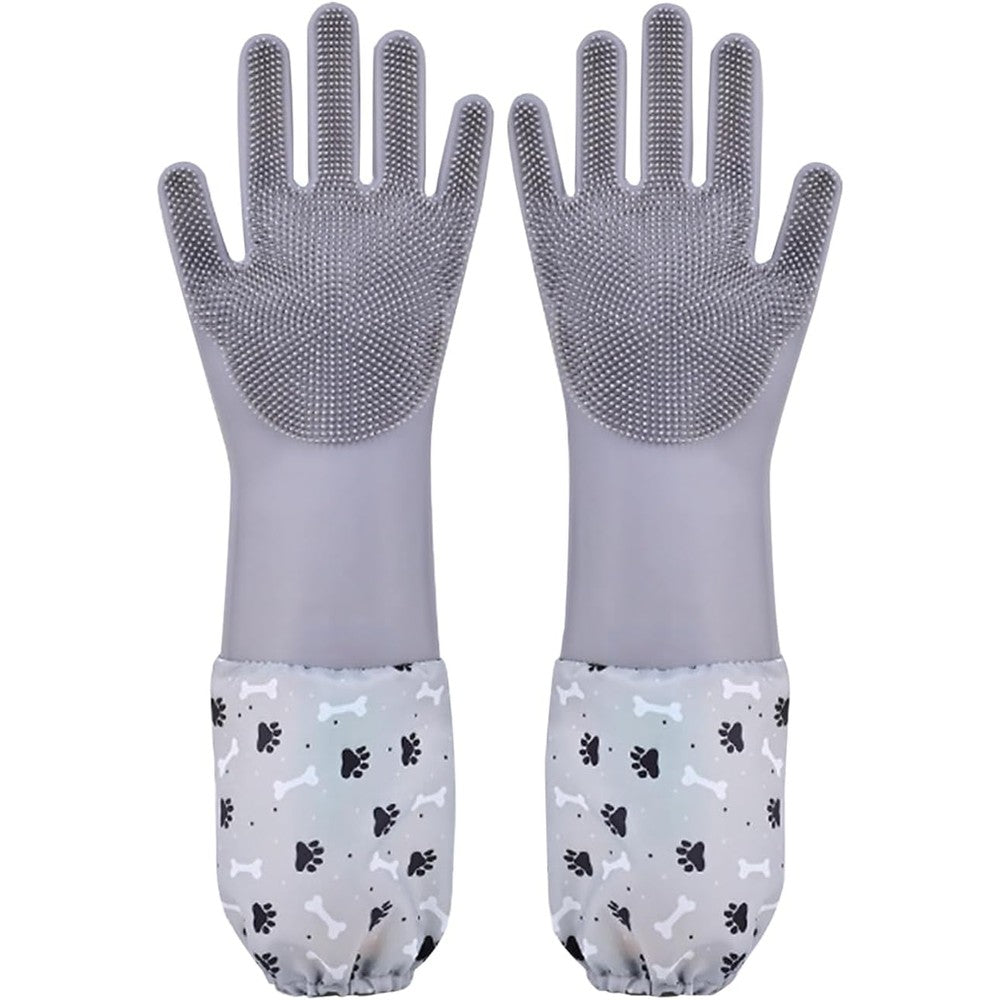 1to3go Pet Grooming Gloves Pet Hair Remover And Dog Washing Gloves With High Density Silicone Teeth For Cats Dogs Horses And Rabbits Gray 1 Pair