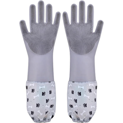 1to3go Pet Grooming Gloves Pet Hair Remover And Dog Washing Gloves With High Density Silicone Teeth For Cats Dogs Horses And Rabbits Gray 1 Pair