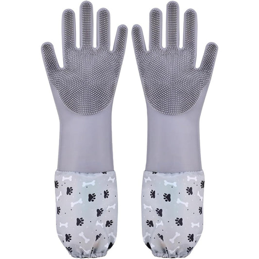 1to3go Pet Grooming Gloves Pet Hair Remover And Dog Washing Gloves With High Density Silicone Teeth For Cats Dogs Horses And Rabbits Gray 1 Pair