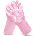 Maiiu Pet Grooming Gloves Heat Resistant Dog Washing Gloves With High Density Teeth And Five Finger Design For Dogs And Cats Pink
