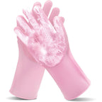 Maiiu Pet Grooming Gloves Heat Resistant Dog Washing Gloves With High Density Teeth And Five Finger Design For Dogs And Cats Pink