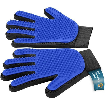 Tailio Pet Grooming Gloves 2 In 1 Deshedding Brush And Massage Mitt For Dogs And Cats Blue 2 Pieces