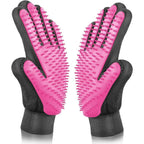 BYETOO Pet Grooming Glove Gentle Deshedding Brush Mitt With Two Hundred Sixty One Silicone Tips For Dogs And Cats Pink One Pair