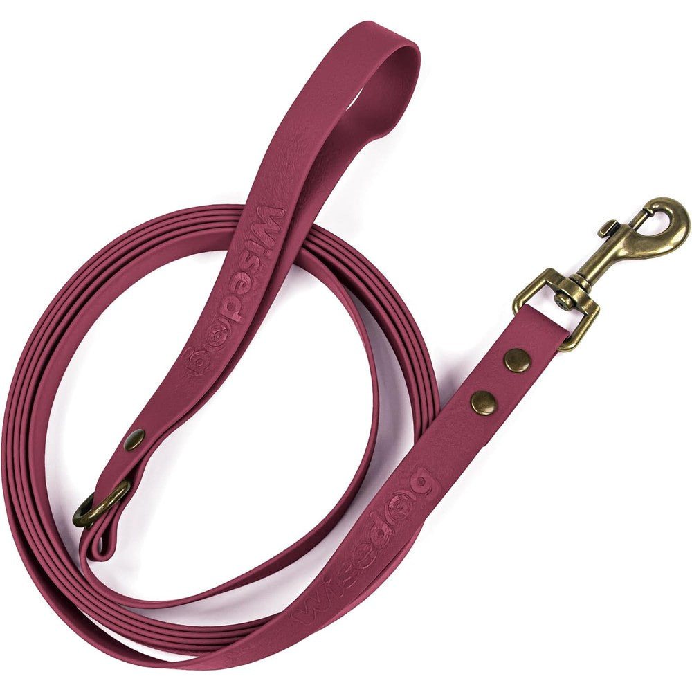 Wisedog Long Leash For Dogs Outside Waterproof Training Lead With Antique Bronze Buckle Burgundy 10 Feet