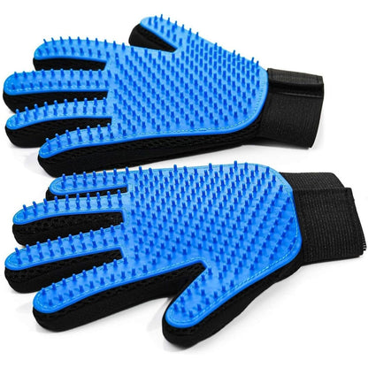 Nvnan Pet Hair Removal Glove For Dogs And Cats 2-In-1 Deshedding Brush And Massage Mitt Blue 2-Pack