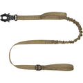 ICEFANG Tactical Dog Leash K9 Training Walking Bungee Lead With Two Control Handles And Metal Clasp For Medium Large Dogs Reflective Brown Four Feet