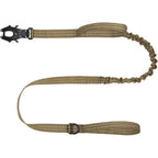 ICEFANG Tactical Dog Leash K9 Training Walking Bungee Lead With Two Control Handles And Metal Clasp For Medium Large Dogs Reflective Brown Four Feet