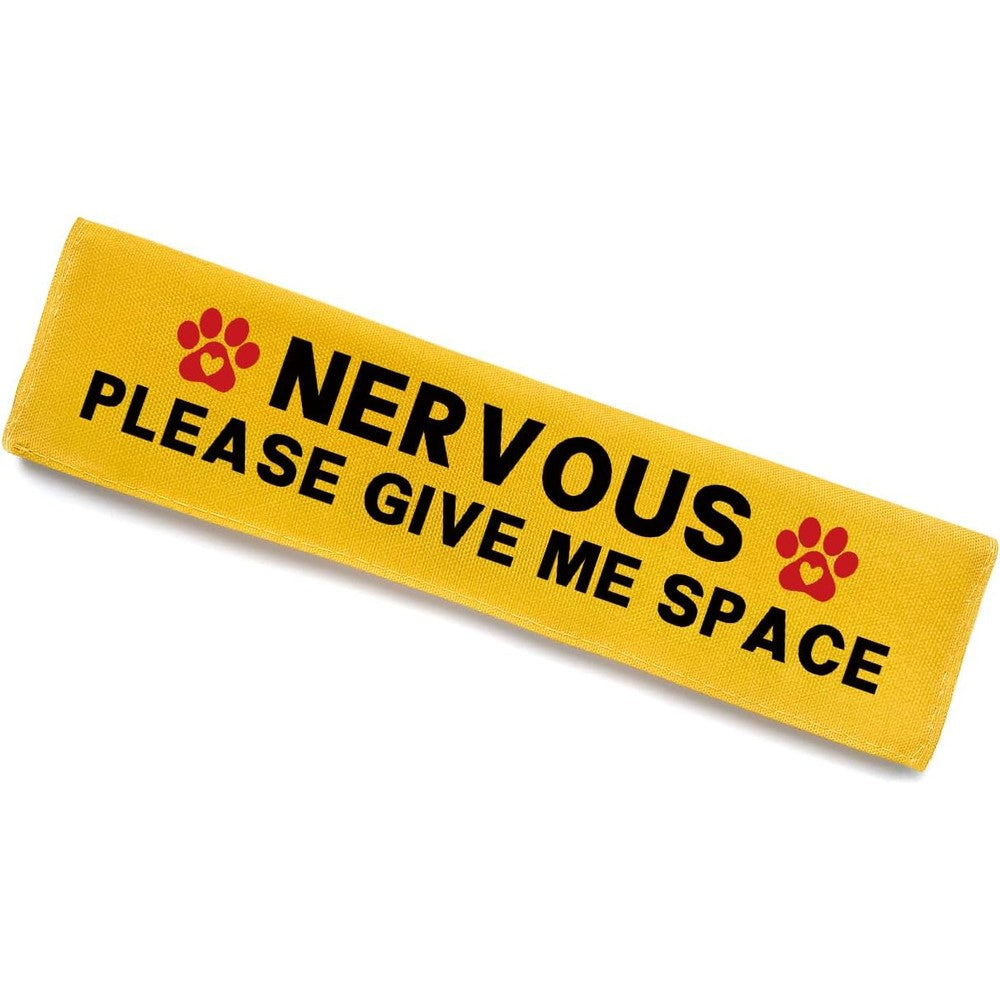 Kisjo Nervous Please Give Me Space Leash Sleeve Yellow Alert Wrap For Anxious Dogs 22cm By 6cm